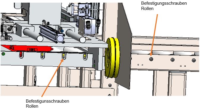 Kartontransport Riemen und Rollen3