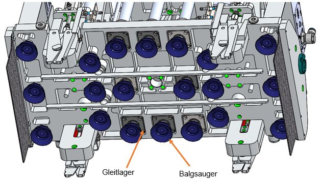 Mehrzweckgreifer Gleitlager Balgsauger