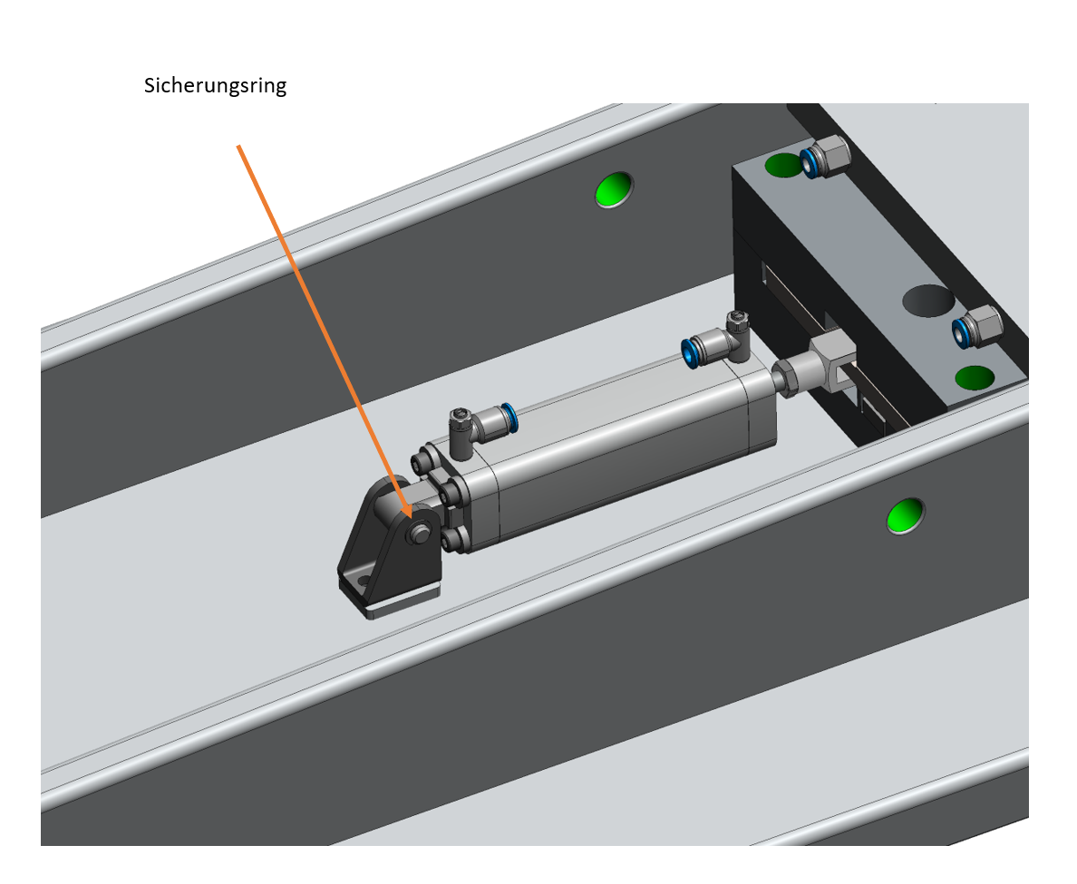 Sicherungsring am Zylinder Schokokugelgreifer